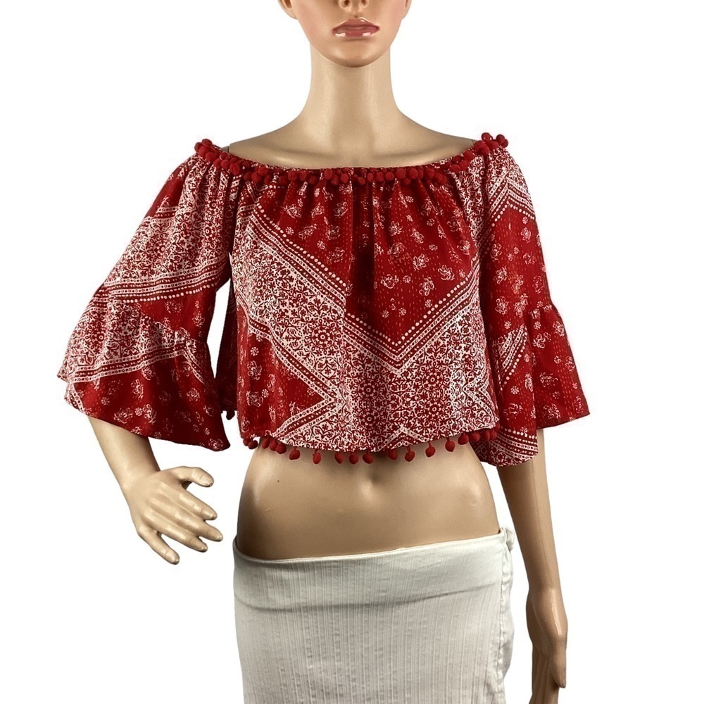 Tularosa Alexa Cherry Scarf Top Size XS Red Cropped
